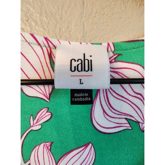 CAbi Weekend Dress SZ Large Green and Pink Mid-length Sleeveless - Picture 7 of 10